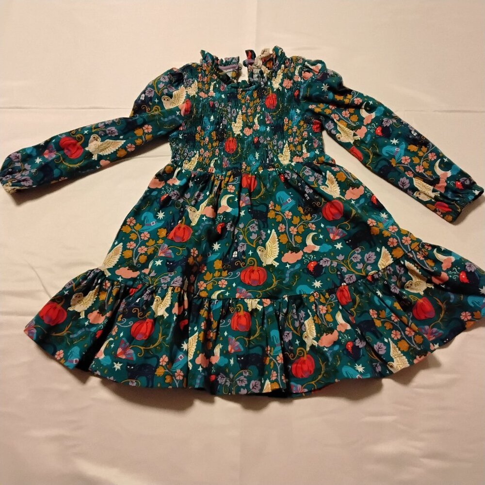 Mini Boden Halloween owls black cats and hats Dress, Size 4/5 nwot